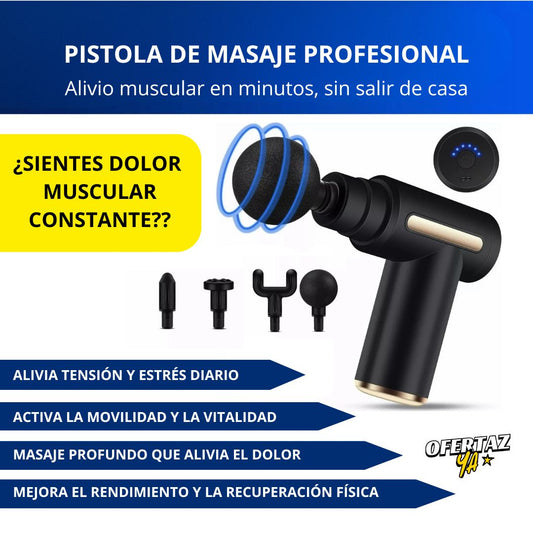 Pistola de Masaje Muscular Recargable – Alivio Profundo en Minutos